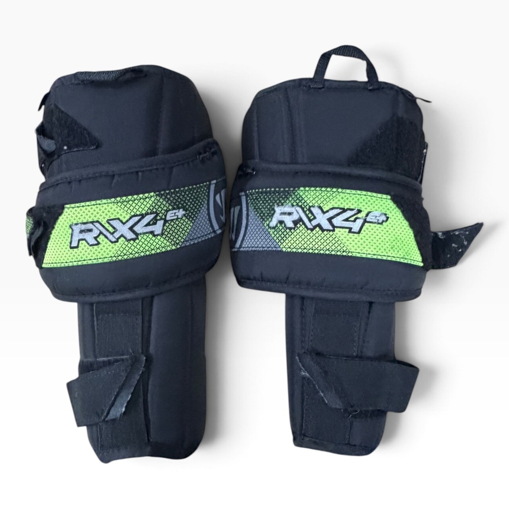 Warrior Ritual RX4 E+ Junior Goalie Knee Pads Black Neon Green JR 8-13 Yrs Old
